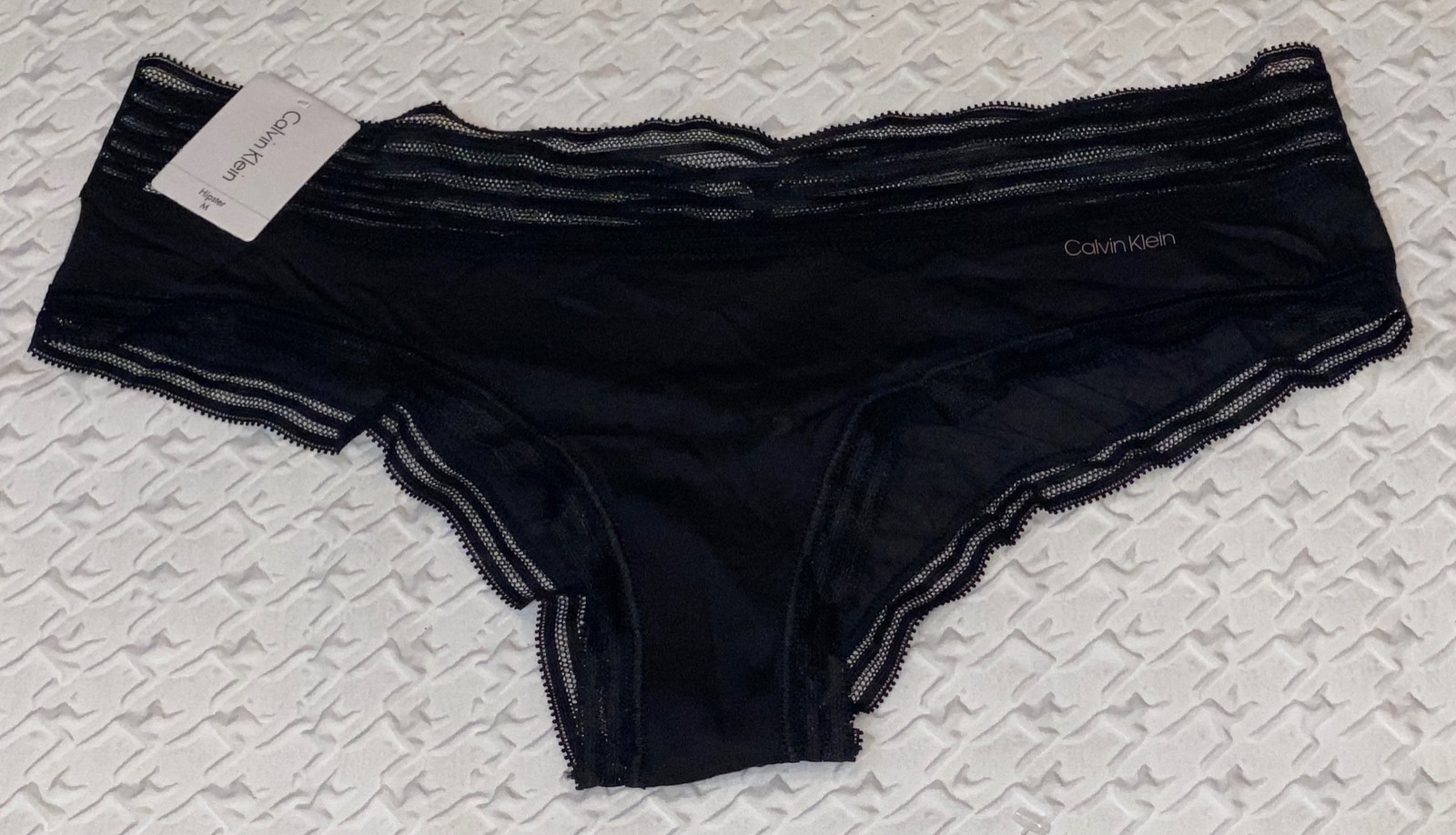 CALVIN KLEIN Striped Waistband Ultra Soft Black Hipster Panty Womens XS 4 S XL 8