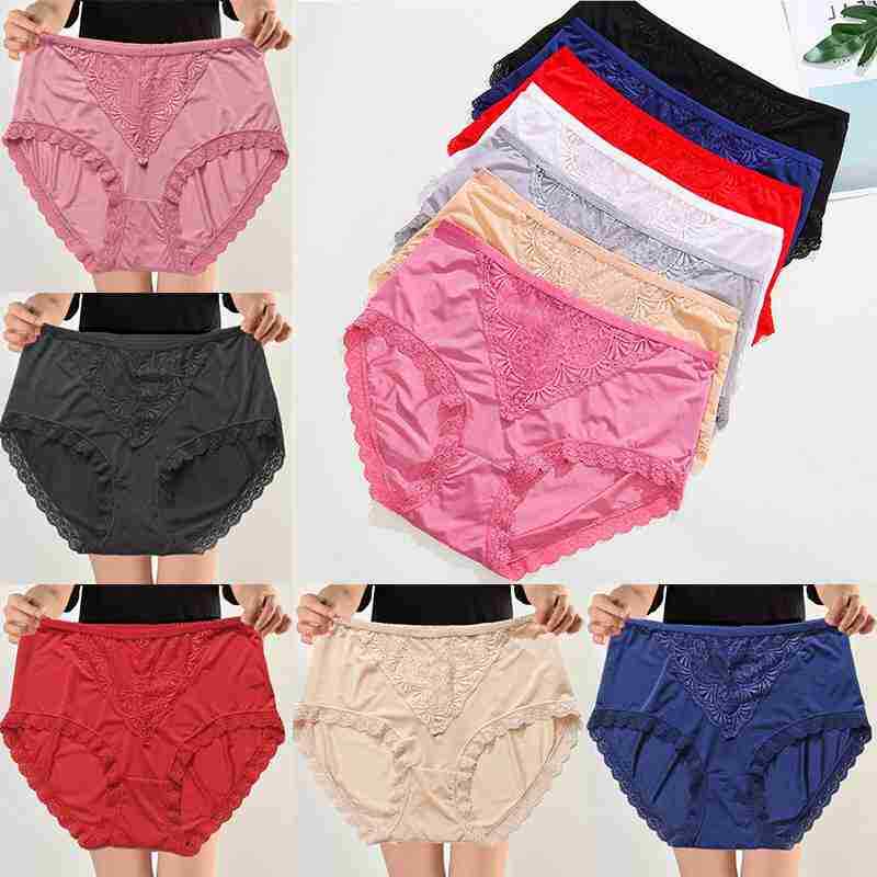 Plus Size Panties Lace Underwear High Waist Triangle Shorts Lingerie Breathable