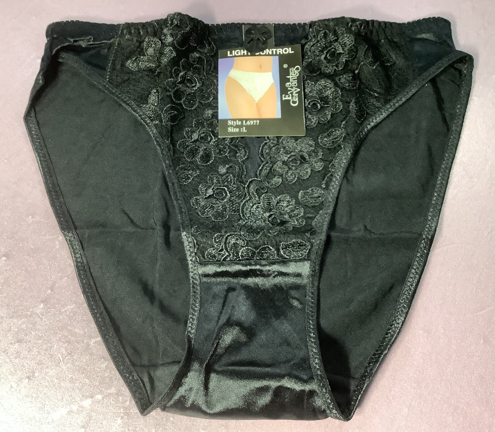 Women Panties,Bikinis “Eva Cervantes” Size S. Black Satin Floral W/decoration