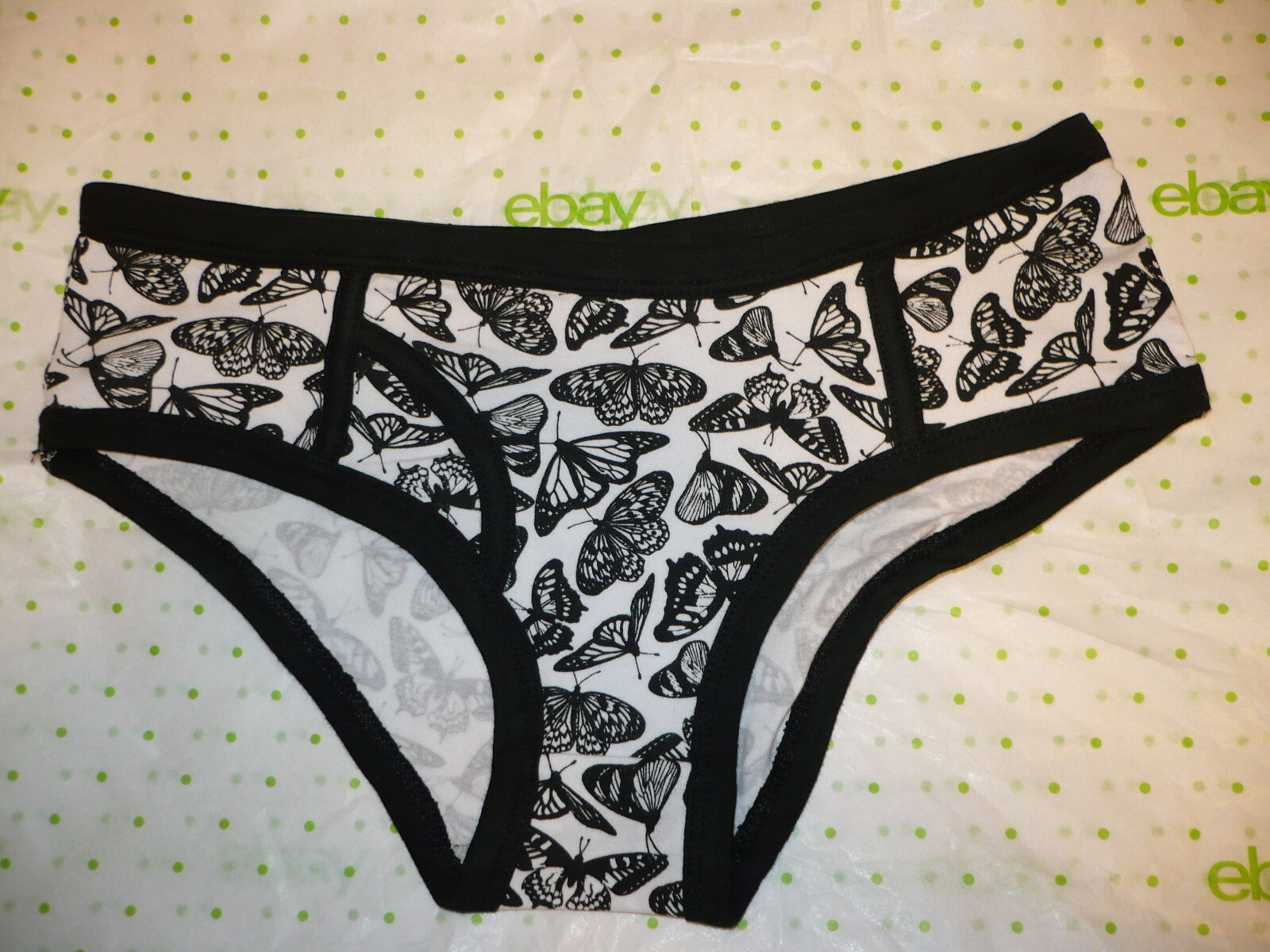 Rue 21 Women’s Bikini Panties MEDIUM White With Black Butterflies New