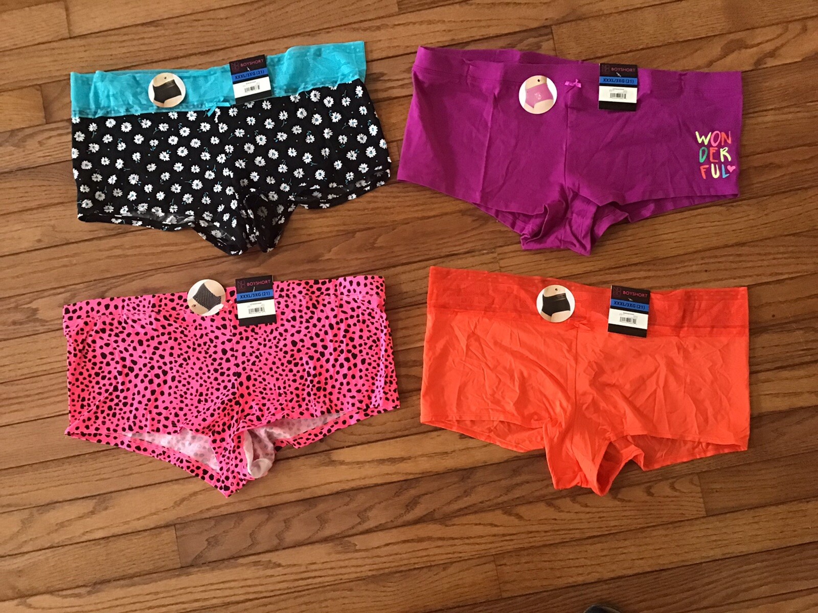 New NOBO No Boundaries 4-Pack Boyshort Panties Size 3XL (C26-2)