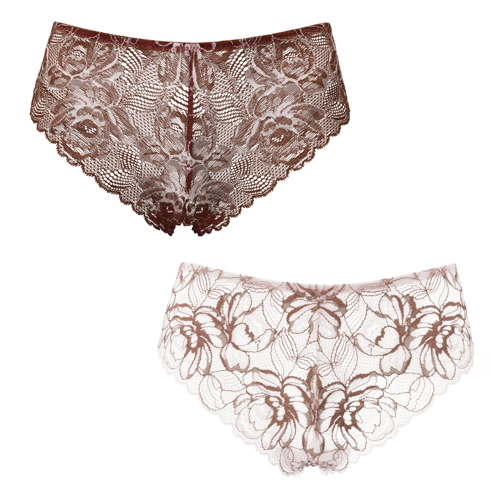 Women’s Pack Of 2 Comfort Lace Tanga Hipster Boyshorts Panties-Pack