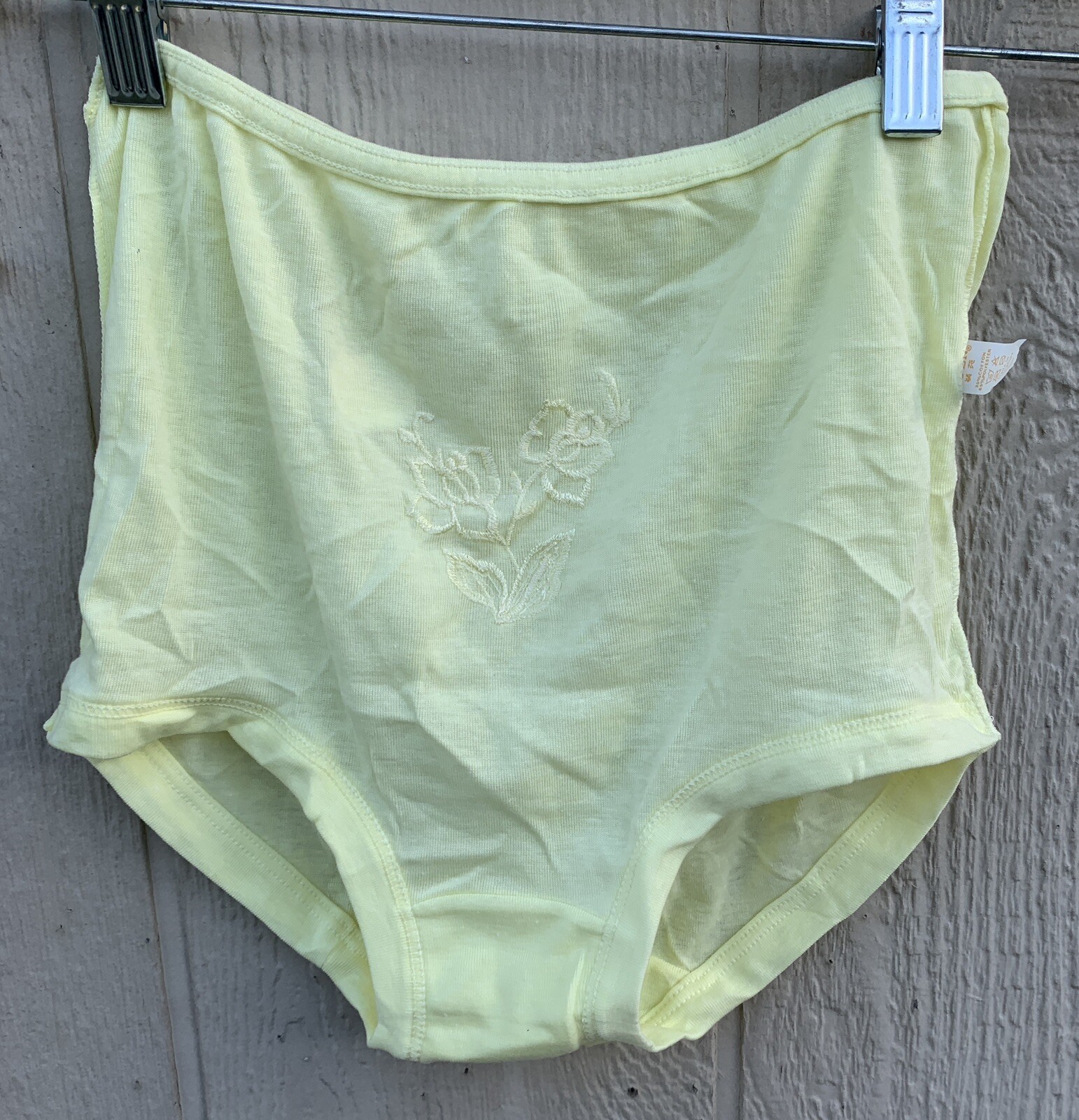 Floral Embroidered Panties Briefs pastel pale yellow So-en Size L