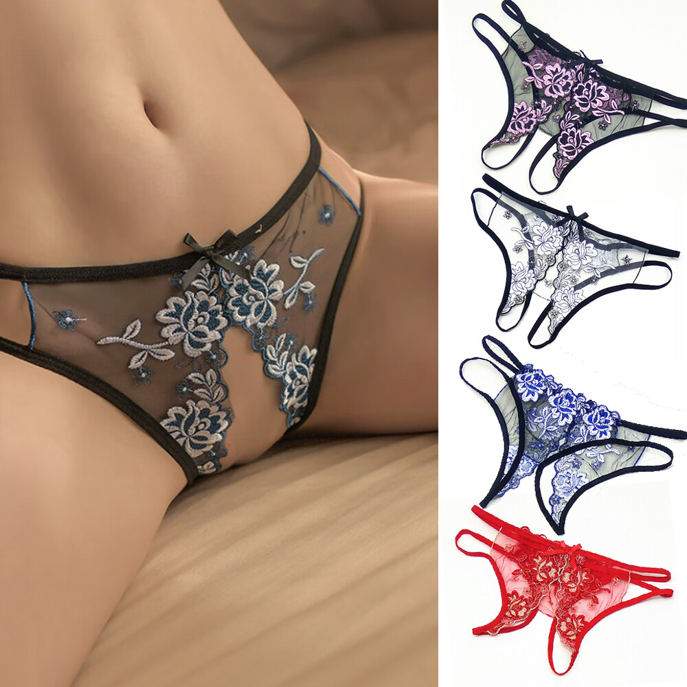Sexy Women Lace Thong G-string Panties Lingerie Underwear Crotchles T-back Brief