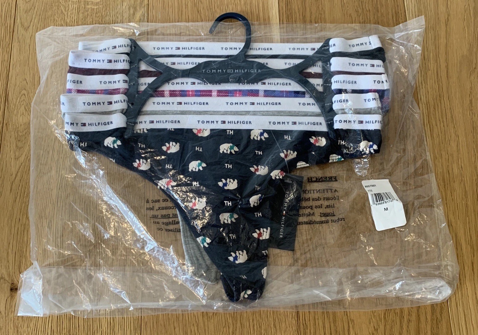 NEW Tommy Hilfiger Medium Thong Women’s Panties Underwear 5 Pack Polar Bear