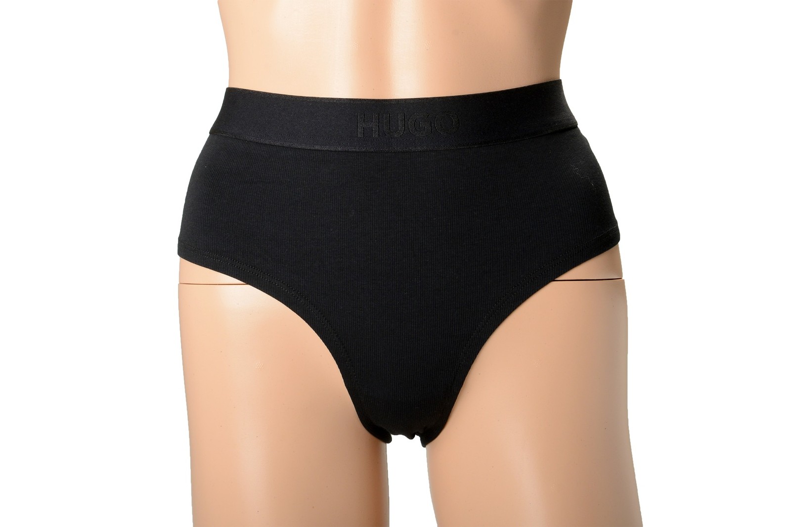 Hugo Boss Women’s “HIPSTER RIB” Black Ribbed Logo Hipsters Underwear US XL IT 46