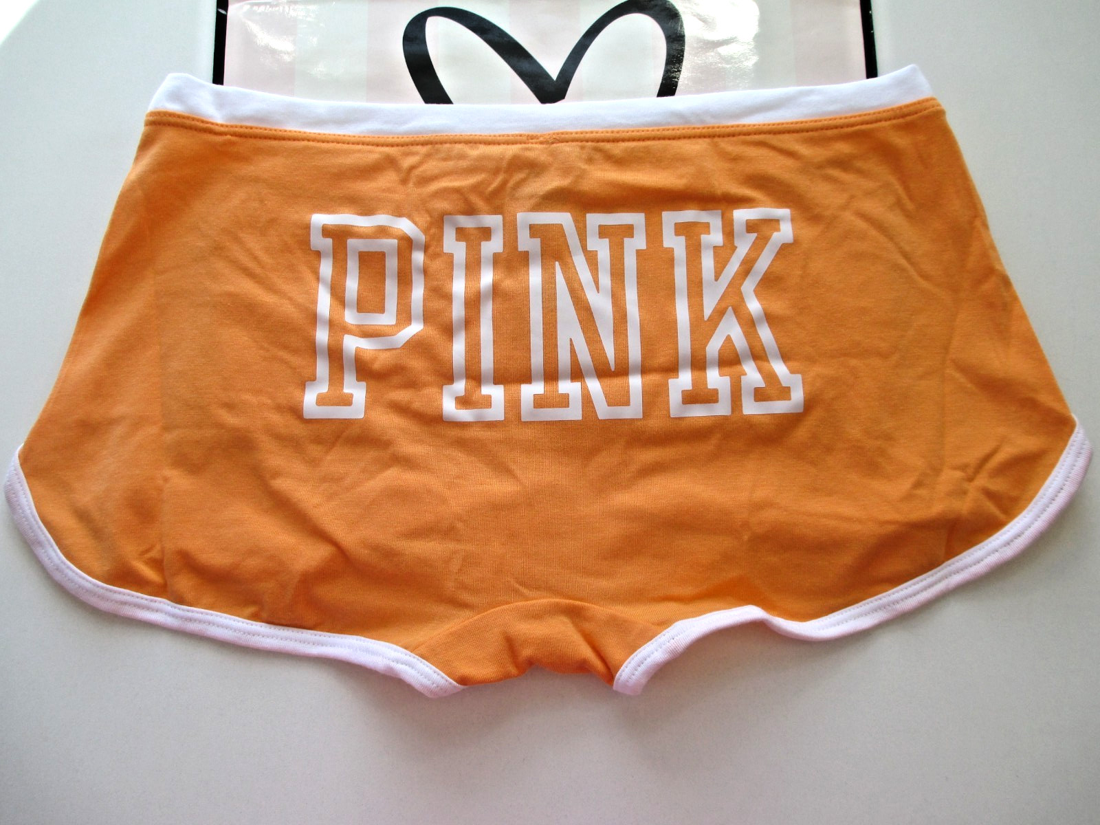 VICTORIA’S SECRET PINK Cotton Boyshort Panty S M L XL Orange NWT Logo Back VS