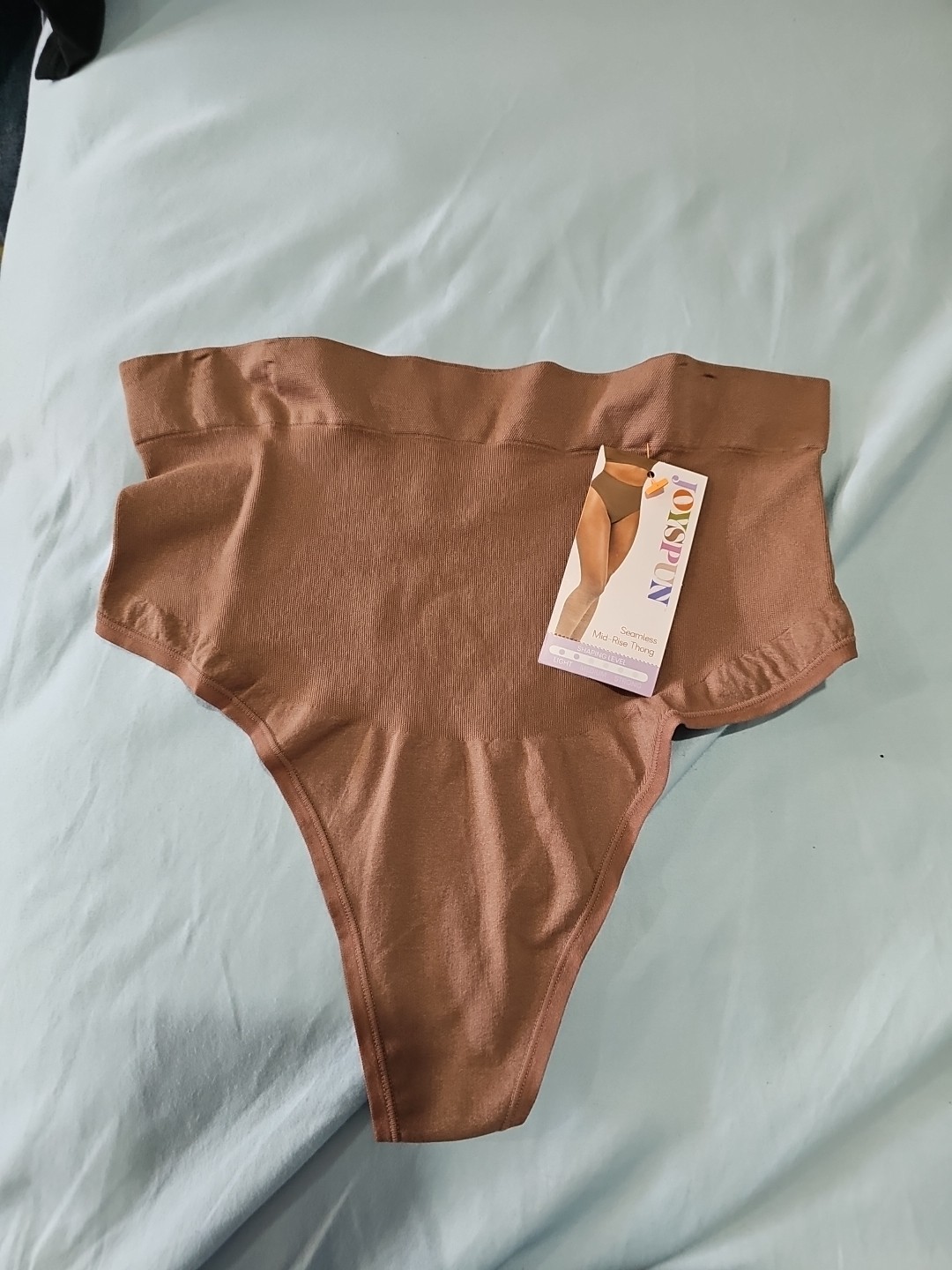 Joy Sup Seamless Mid Rise Thong Panties Brown XL 16-18 NEW WITH TAGS
