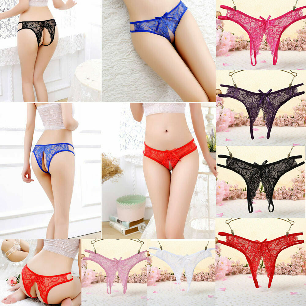Women’s Lace Panties Crotchless Underwear Thongs Lingerie G-string Floral Briefs