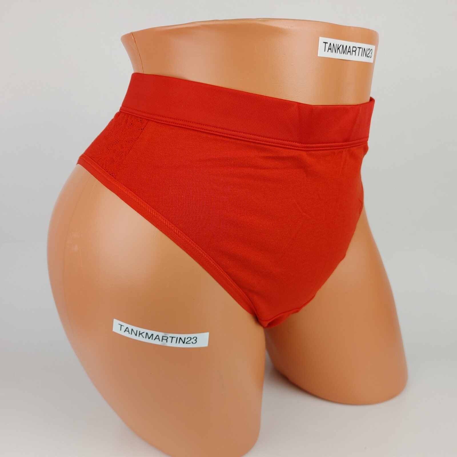 LANE BRYANT CACIQUE PLUS 18/20 COTTON HIPSTERS PANTY BRIGHT RED W/ LACE ACCENTS