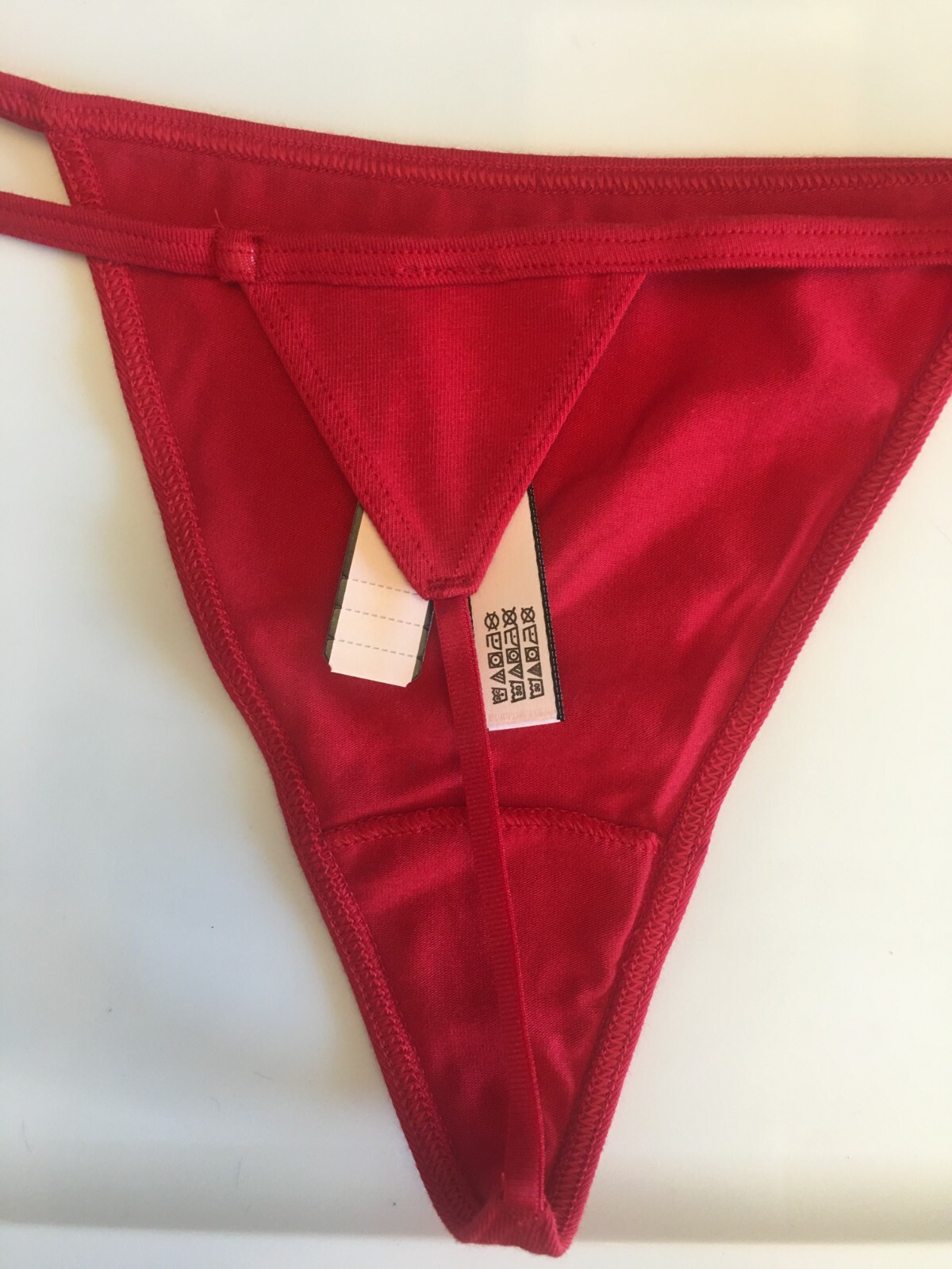 Victorias Secret Lipstick Red V-String Thong Panties Size M Sexy Cotton Modal