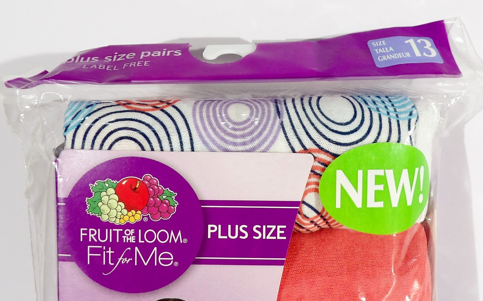 5 Pairs Fruit of the Loom Fit for Me Cotton Bikinis Plus Size 13 6X NOS 2011
