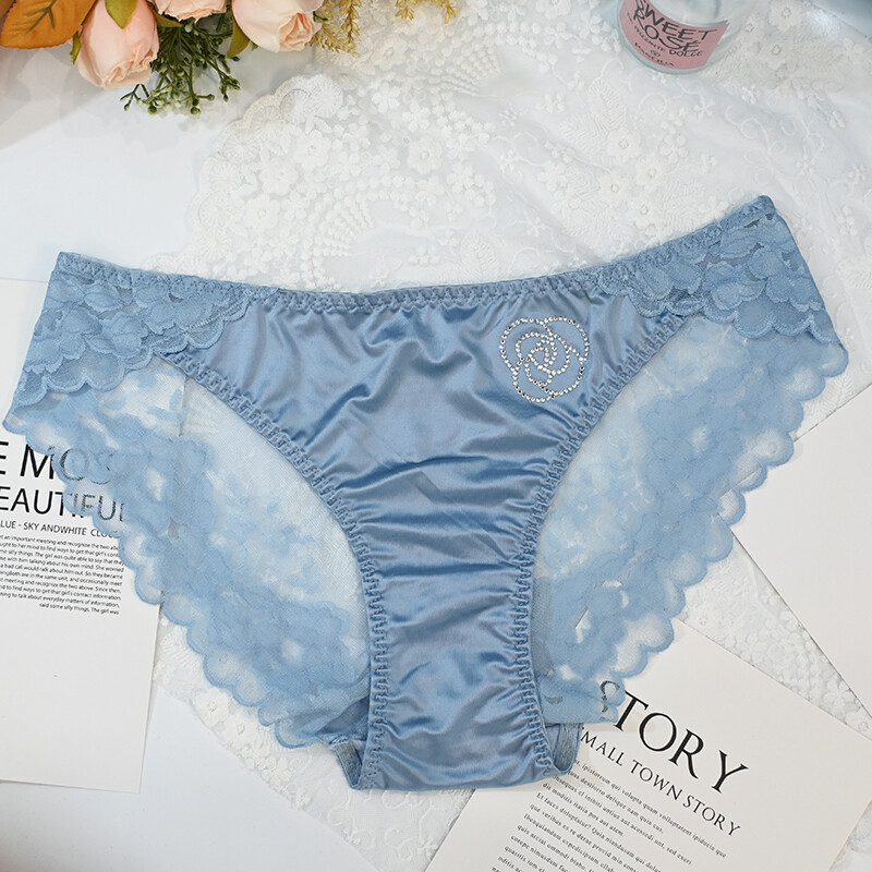 6 Pcs Lot Womens Satin Panties Lingeries Briefs Lace Sheer Sexy Ladies Underwear
