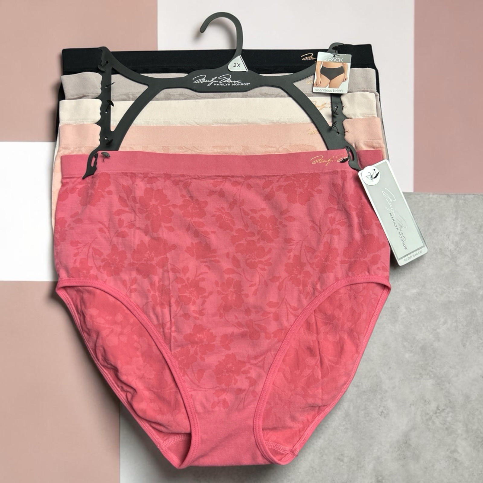 MARILYN MONROE~ 5 Pack SOFT SEAMLESS BRIEFS ~MM5162~ALL PLUS SIZES~GREAT FIT!