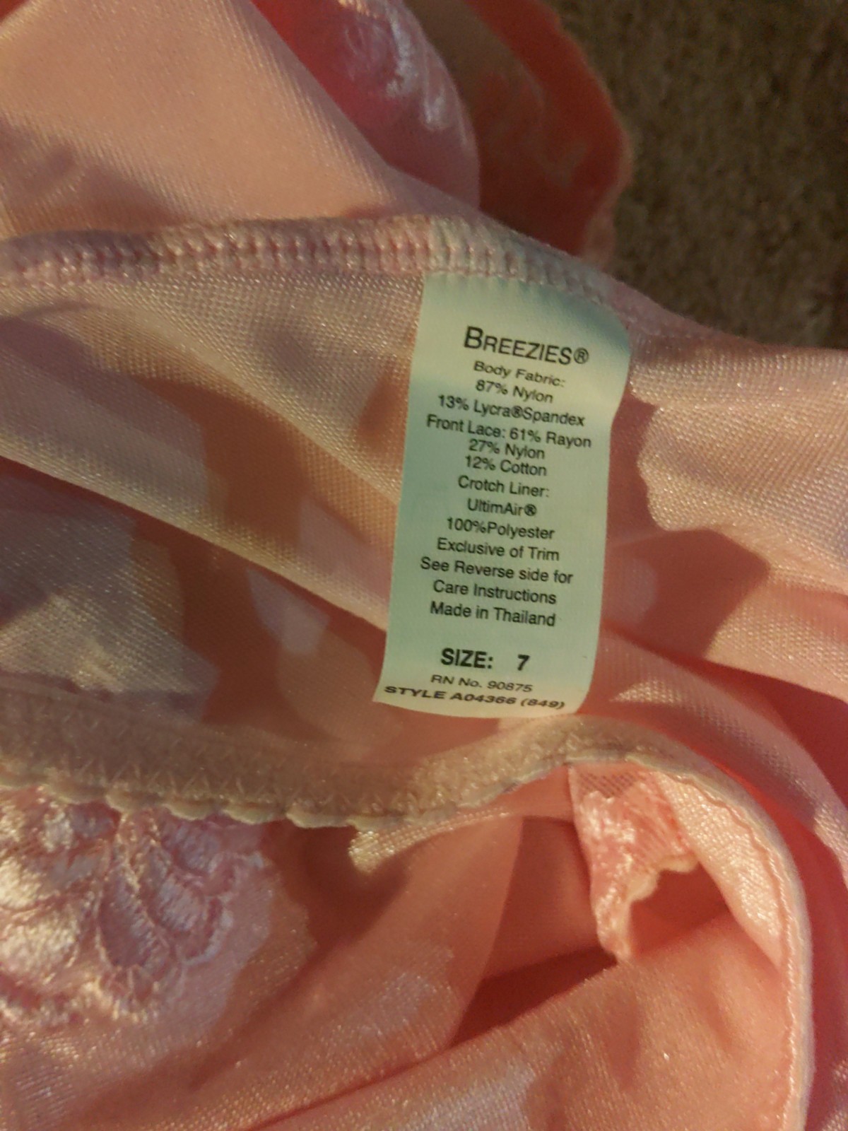 New Breezies Brief Panties Soft Support Nylon With Lace On Both Sides Size 8