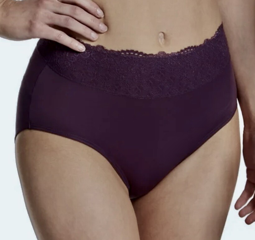 BALI Passion For Comfort Lace Waist Purple Quartz Brief Panty Womens Sz M 6 L 7