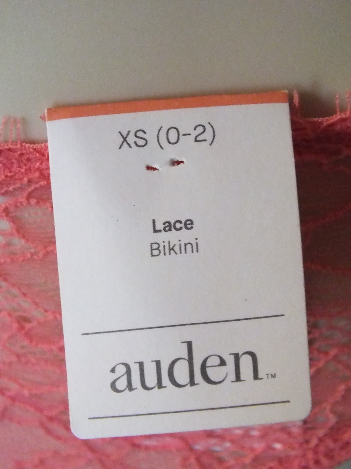 Auden Lace Bikini Underwear Coral Lightweight Nylon Spandex Blend Women XS (0-2)