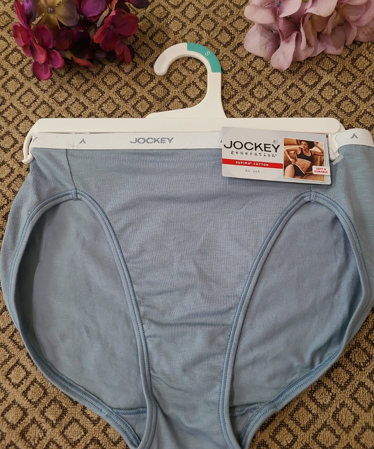 JOCKEY GENERATION Logo Laserbond Supima Cotton Blue Hi Cut Panty Panties 5/S