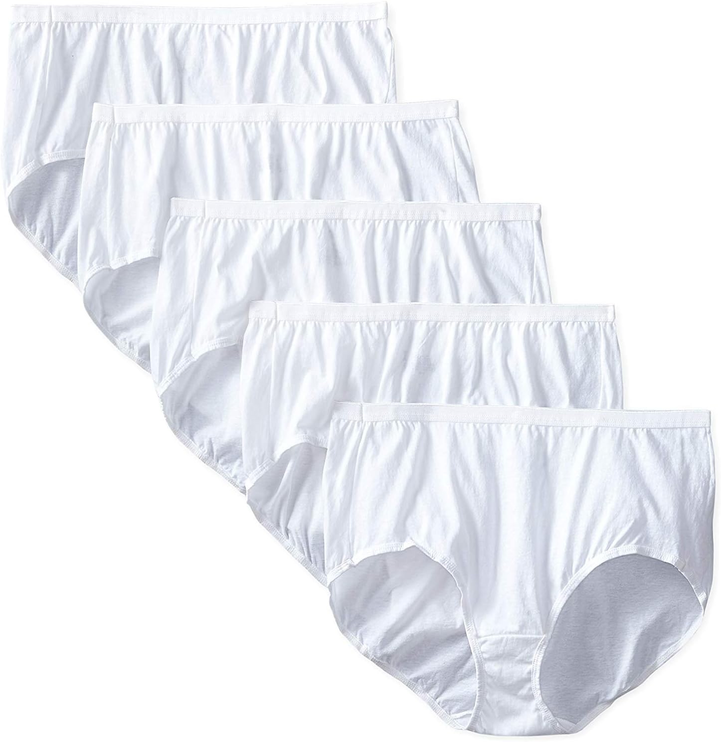 Women’s 5 Pack Cotton Brief Panty White, Size 9