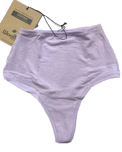 NEW Woolly Women’s 95% Merino Wool High Waisted Thong, Lilac, Extra Small