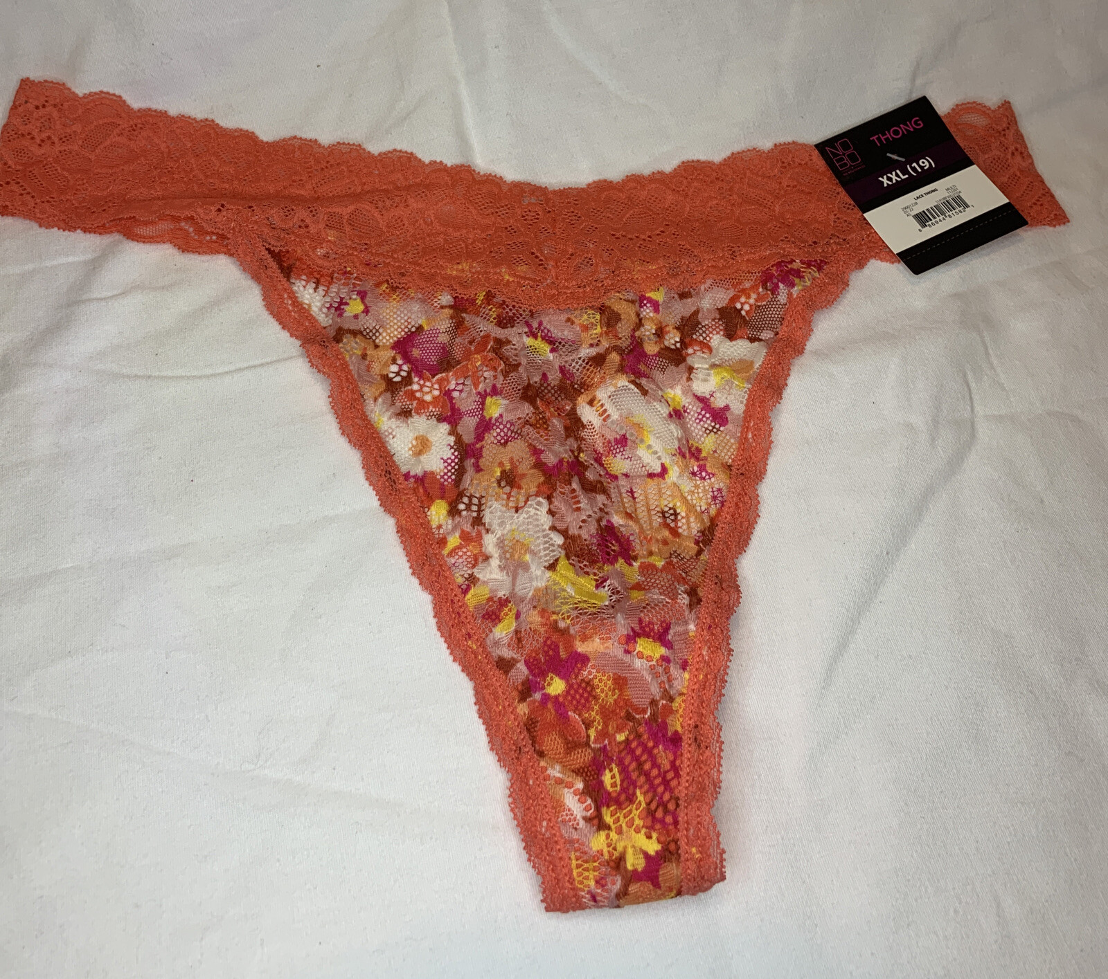 No Boundaries Lace Thong Panties Size XXL (19) Orange Multicolor Design