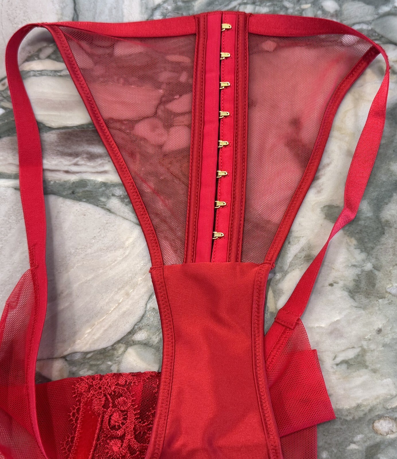 NEW Victoria Secret Very Sexy Luxe Satin Trim & Mesh Brazilian Panty – Red – XL