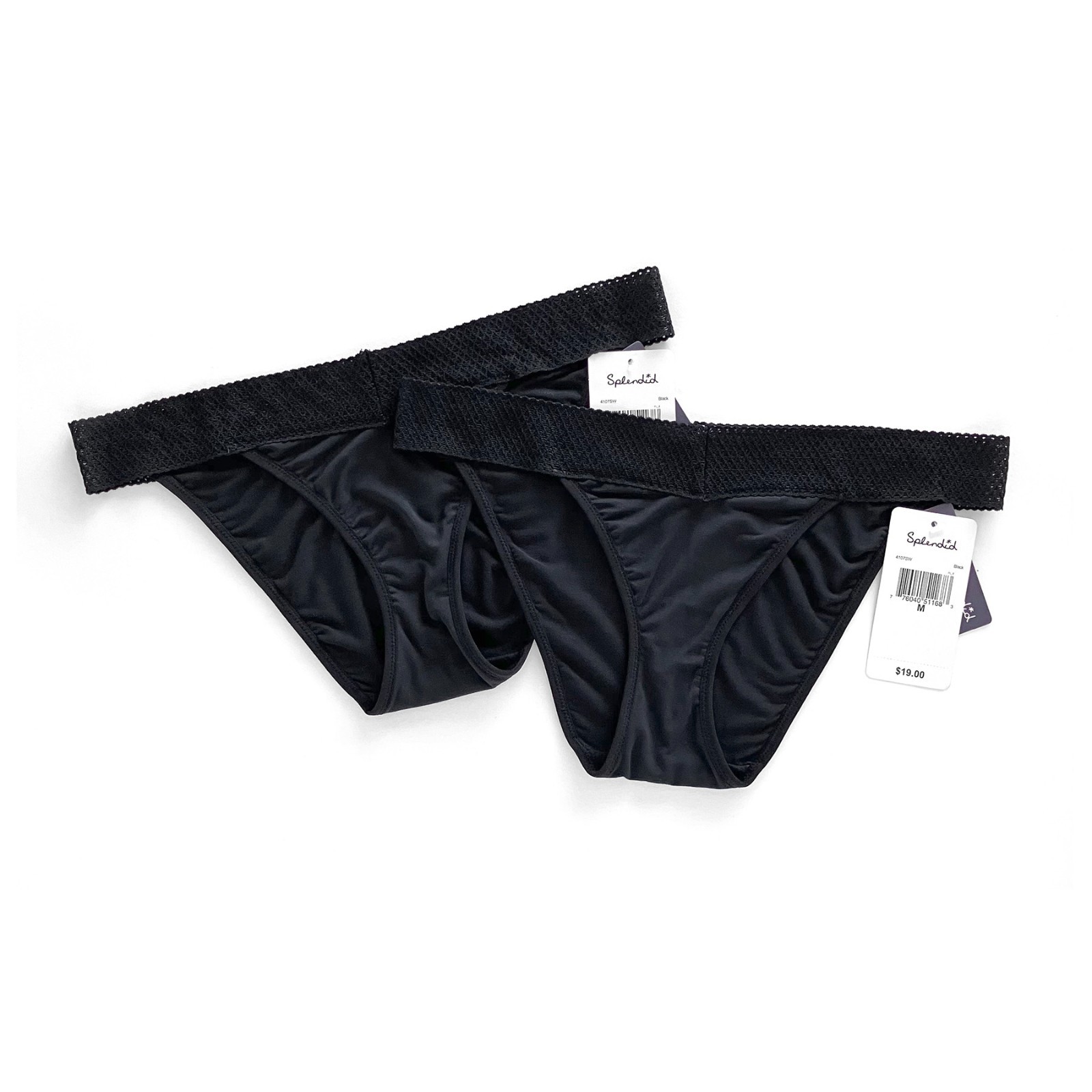 NWT Lot of 2 Splendid Essential Bikini Panties #4107SW Black Medium