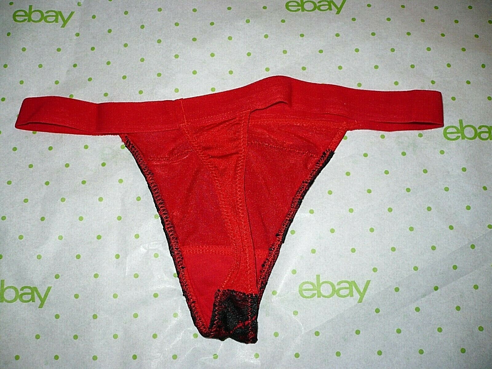 Rue 21 Women’s Red W Black Front Lace Thong LARGE HOT!! New W/O Tag