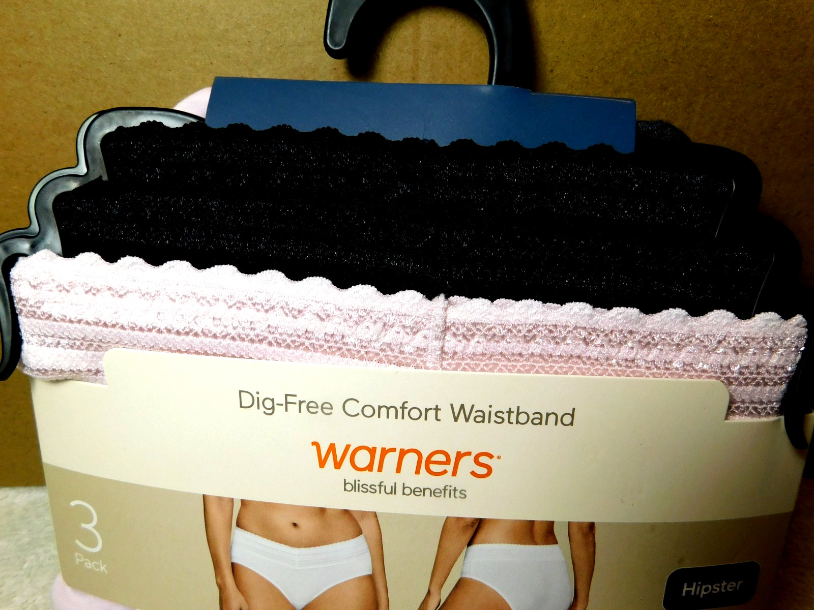 Warners~Blissful Benefits Cotton Hipster 3Pk Pink, Grey,& Black XXXL Panties(DG)
