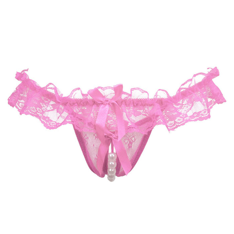 Women’s Lingerie Underwear Bowknot Beads Lace Panties Thong A12