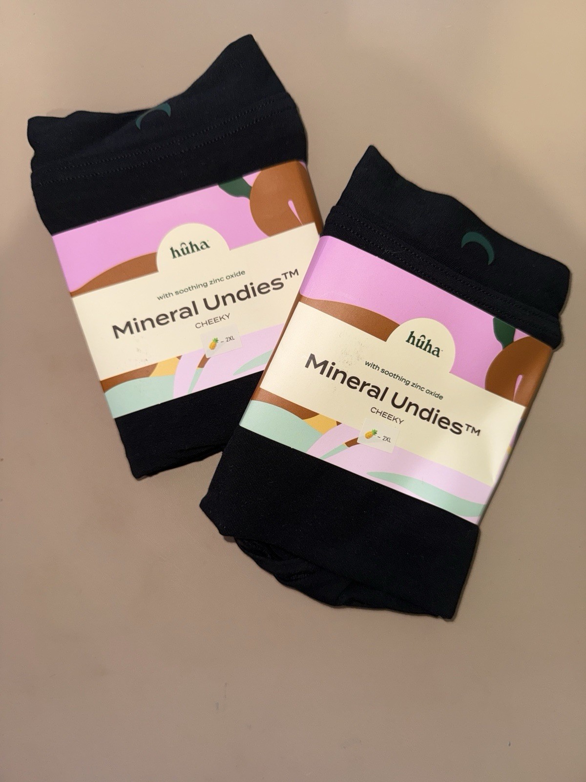 HUHA Women’s Mineral Undies ZINC OXIDE Soft Cheeky Panty Black NWT 2XL Lot of 2