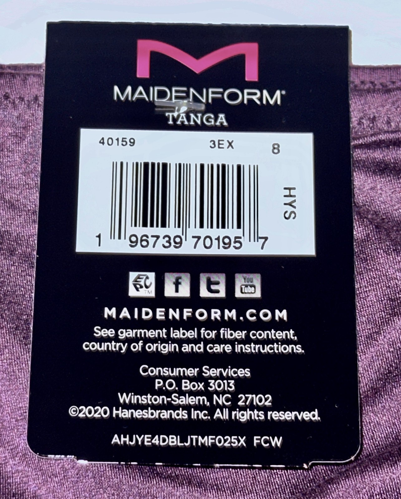 MAIDENFORM Comfort Devotion Lace Trim Quartz Purple Tanga Panty Womens L 7 XL 8