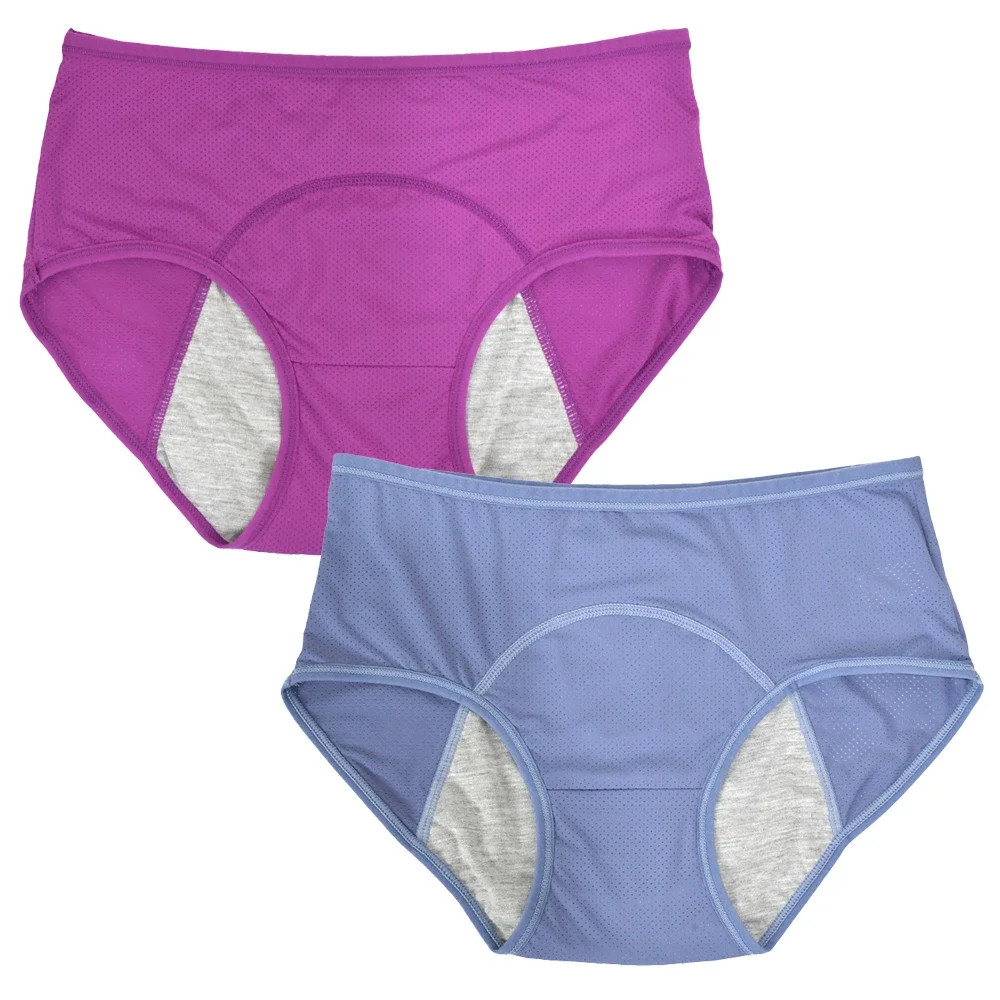Mid Rise Menstrual Panties Briefs Leak Proof Solid Color Breathable Comfort Fit