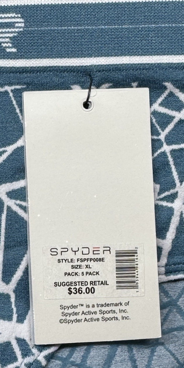 SPYDER Womens 5 Pack Blue Gray Green Hipster Panty Nylon Polyester Blend Size XL