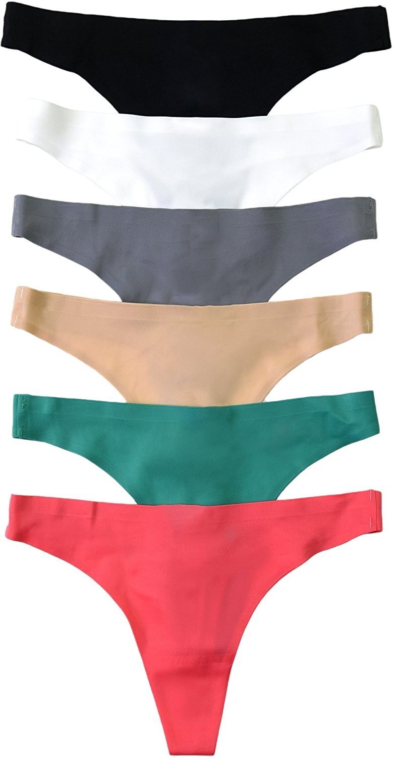 ToBeInStyle Women’s Pack of 6 No Show Classic Thong Panties