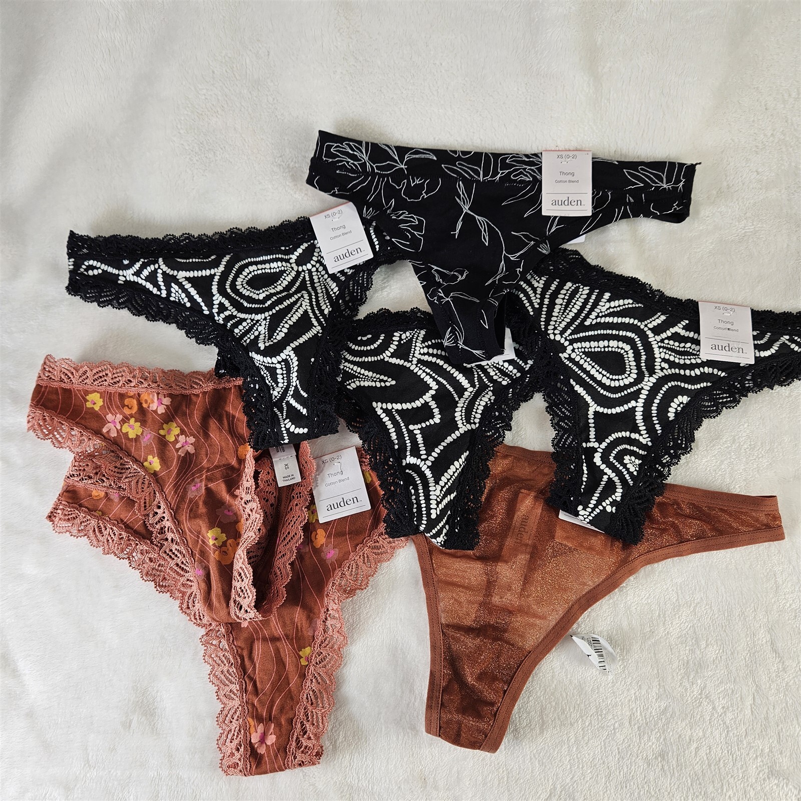 Auden 7pk Assorted Thong Underwear Womens X-Small Stretch