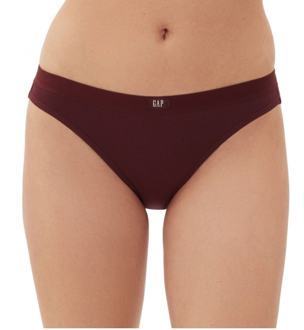 GapBody Women’s Logo Comfort Bikini Underwear Large Windsor Wine Burgandy
