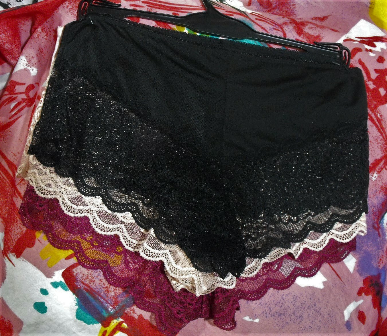 3 NEW PRIMA VALENTINA PLUS 841084X BURG LACE BACK DETAIL BOYSHORT PANTIES 1X