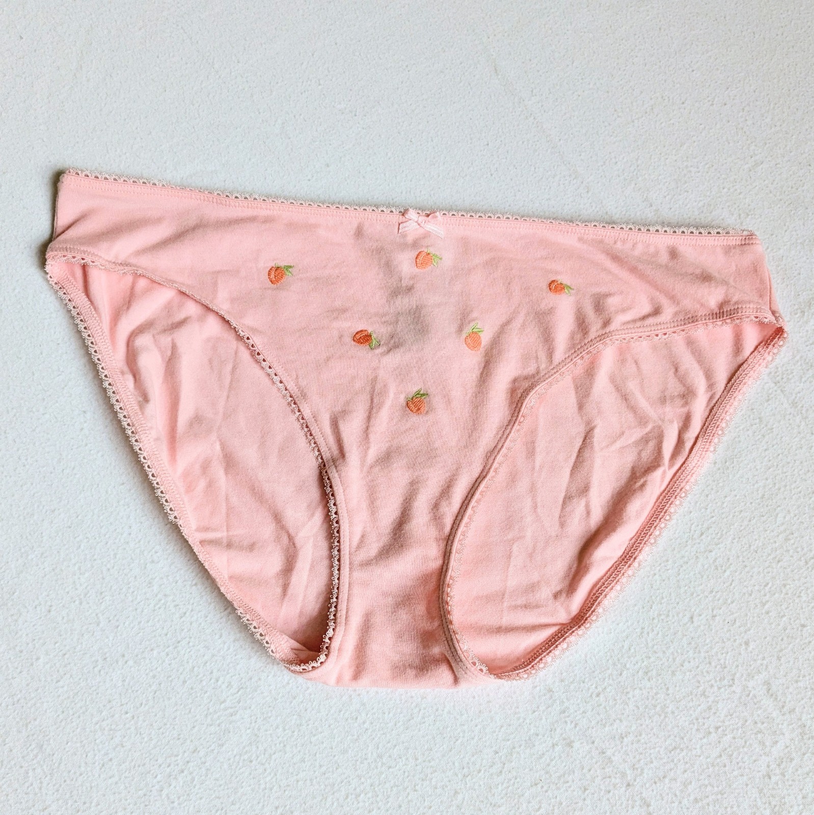 Victoria’s Secret New Bikini Lace Trim XL Pink Strawberry Embroidery Cotton