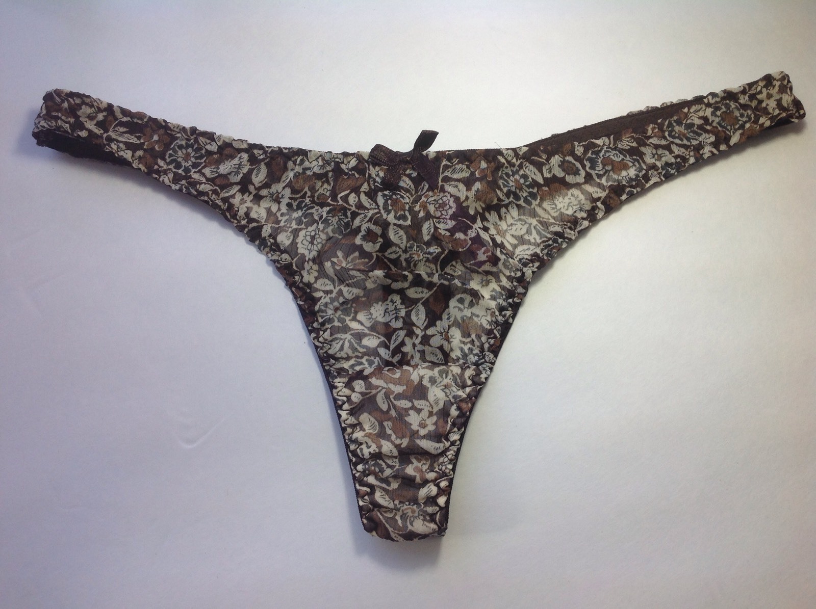 Women Panties,Thongs “Sophie&me” Size Medium Brown Floral Delicate