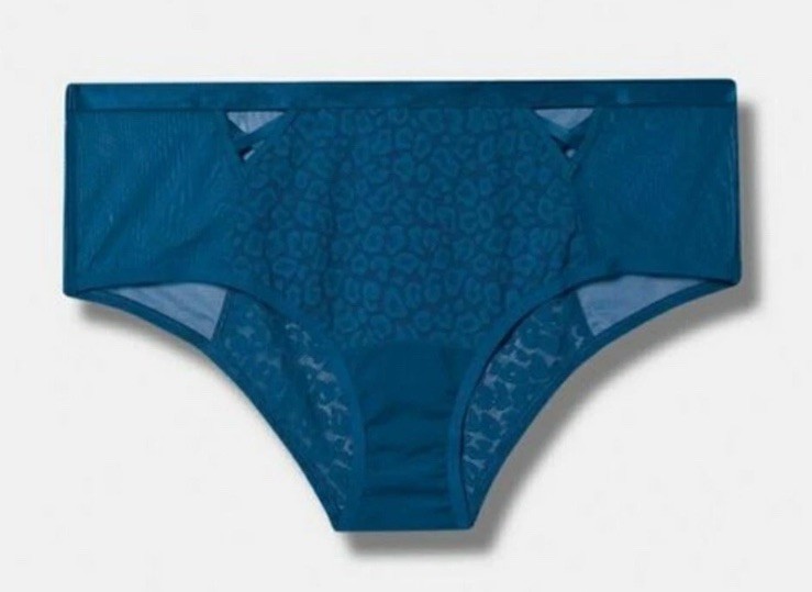 Torrid Size 00 Teal Mid Rise Cheeky Lace Animal Print