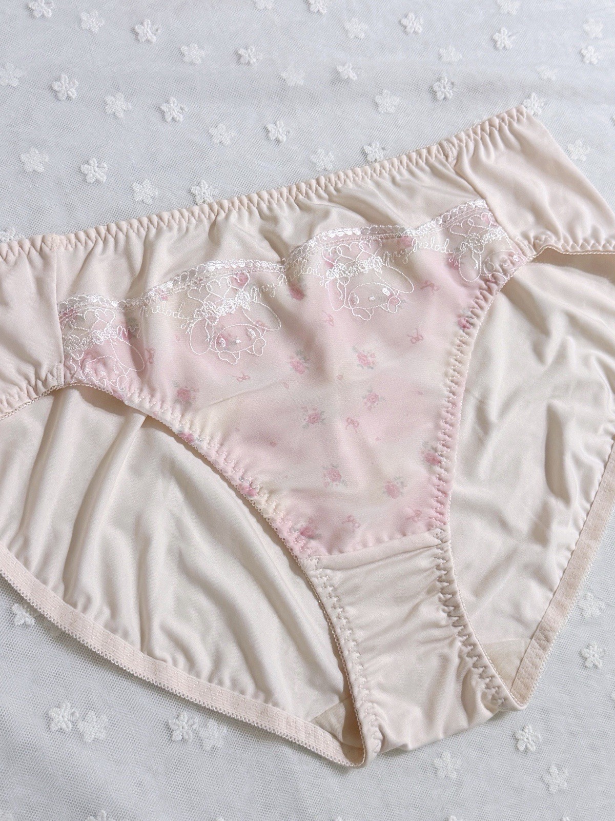US-L, XL/JP-4L Japanese Sanrio My Melody Embroidery Cute Lace Trim Nylon Panties