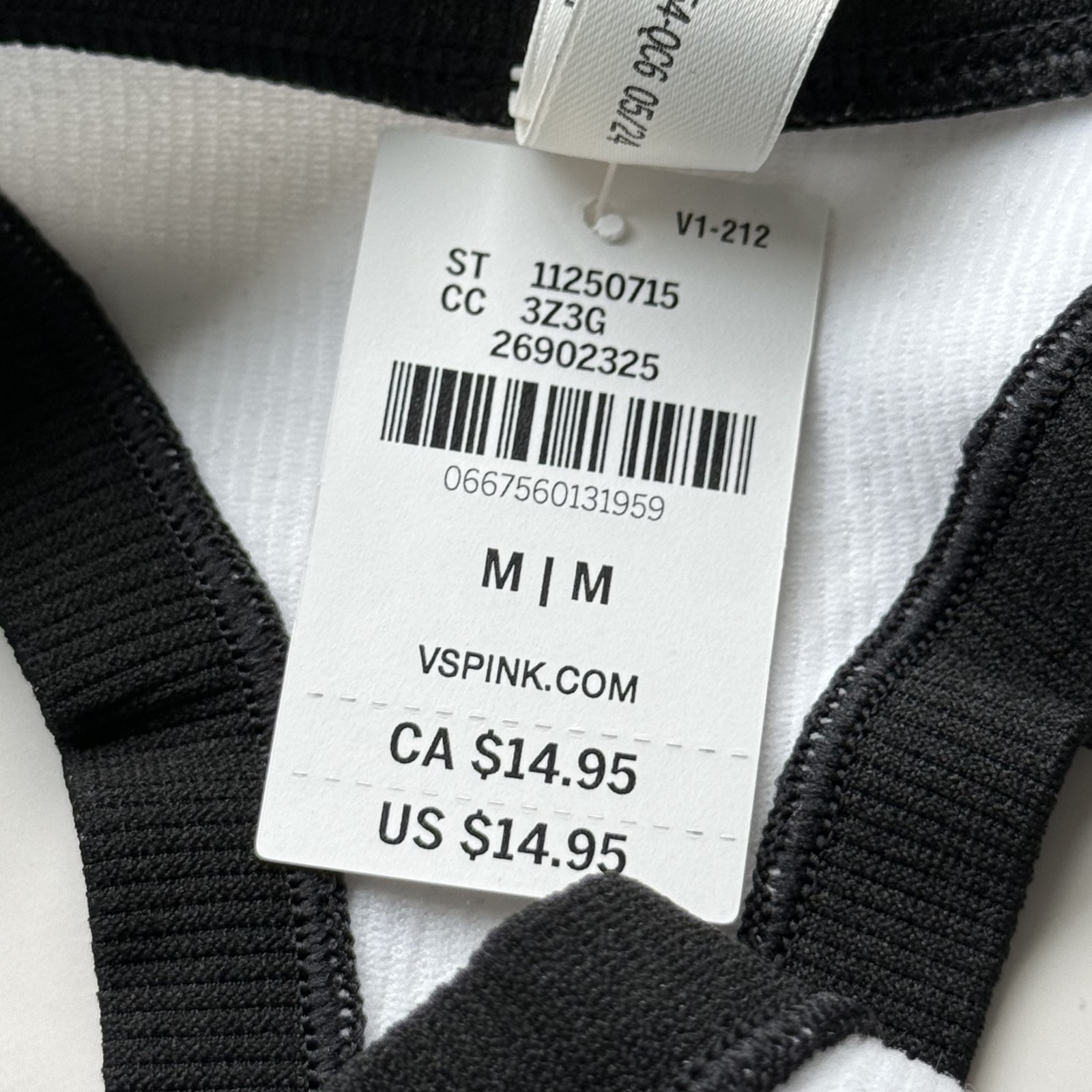 PINK Victoria’s Secret Seamless High-Leg Smooth Thong Panty White W/ Black