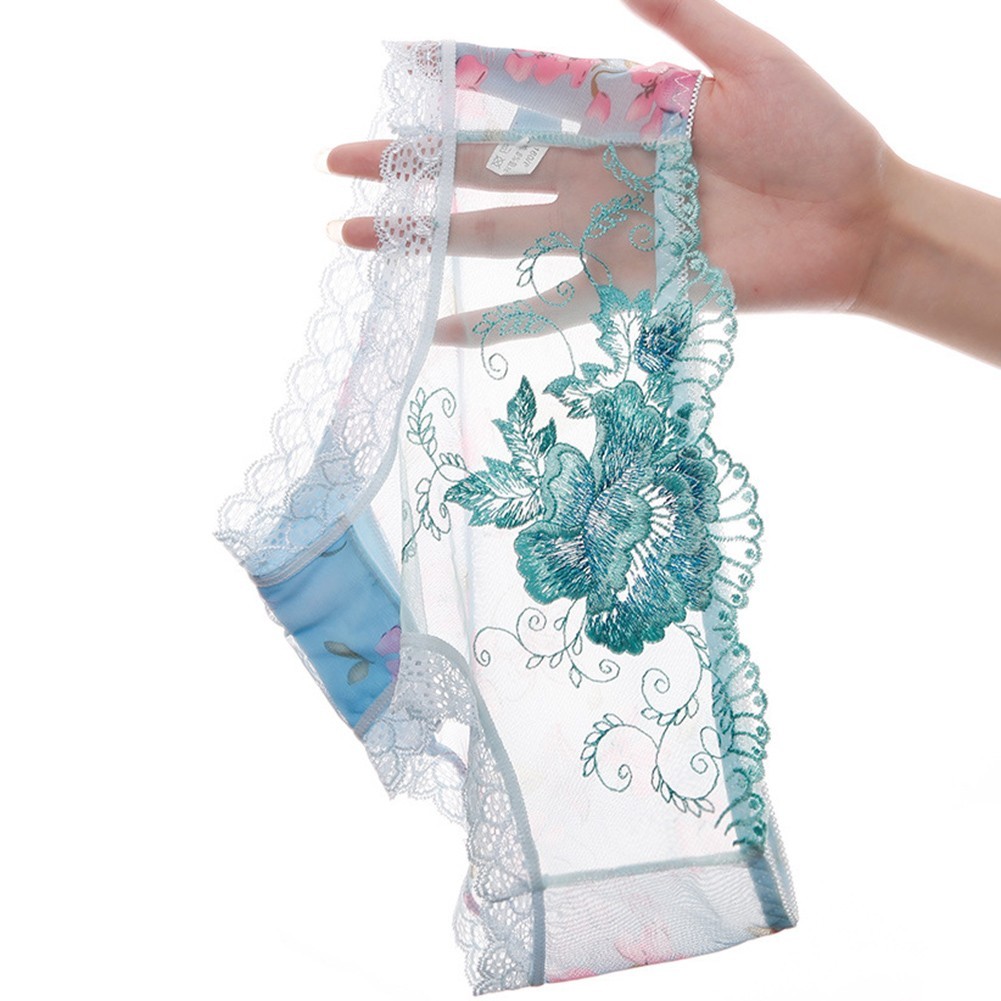15) Embroidery Floral Lace Panties Transparent Mesh Underwear for Girls