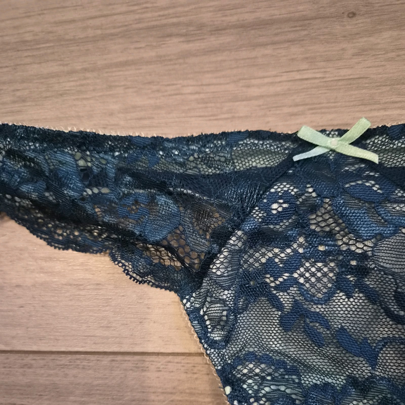 BNWOT Ann Summers Deep Teal Blue & Light Green Lace Thong Size 8-10