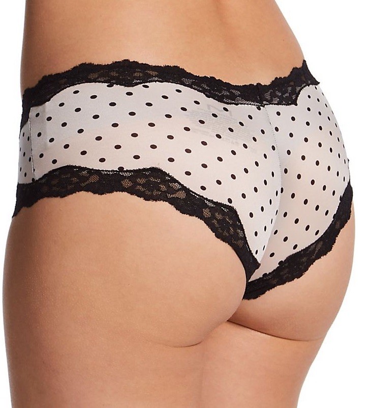 MAIDENFORM Women’s Size S 5 Microfiber Lace Cheeky Panty Hipster Pink Dot 40823