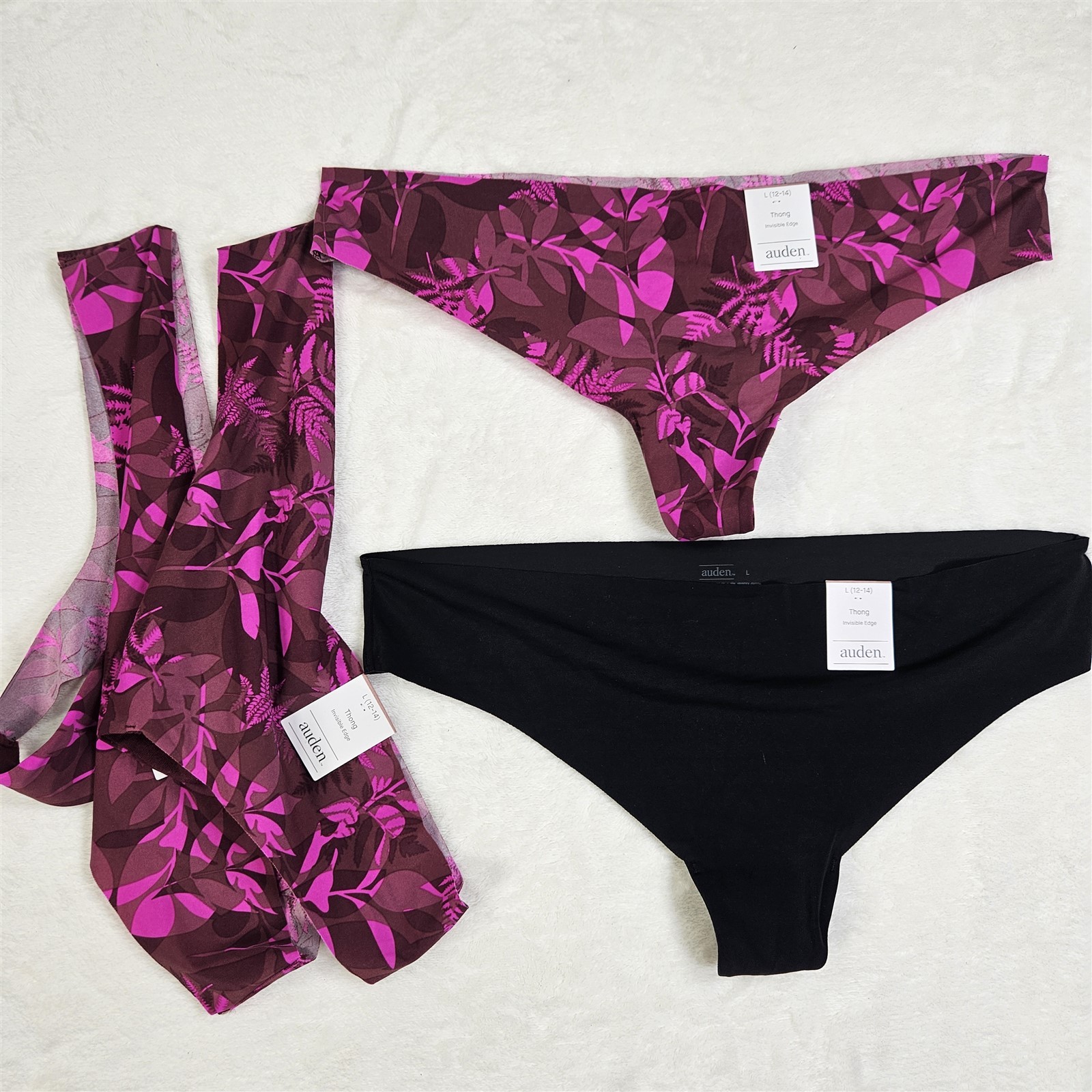 Auden 4pk Assorted Laser Cut Thong Underwear Womens Large Stretch