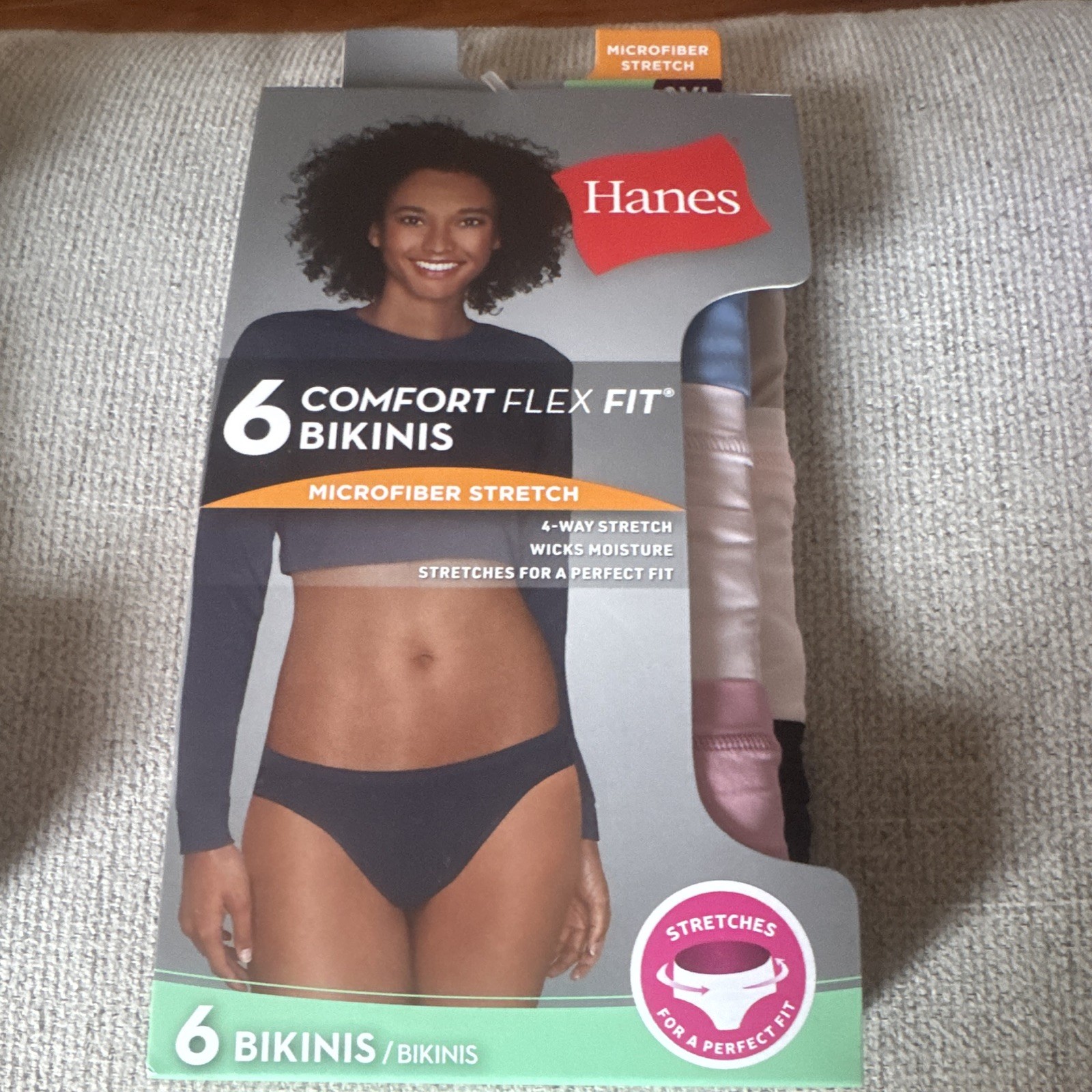 Hanes Comfort Flex Fit Microfiber Stretch Bikini Panties 6-Pack 2XL Multi