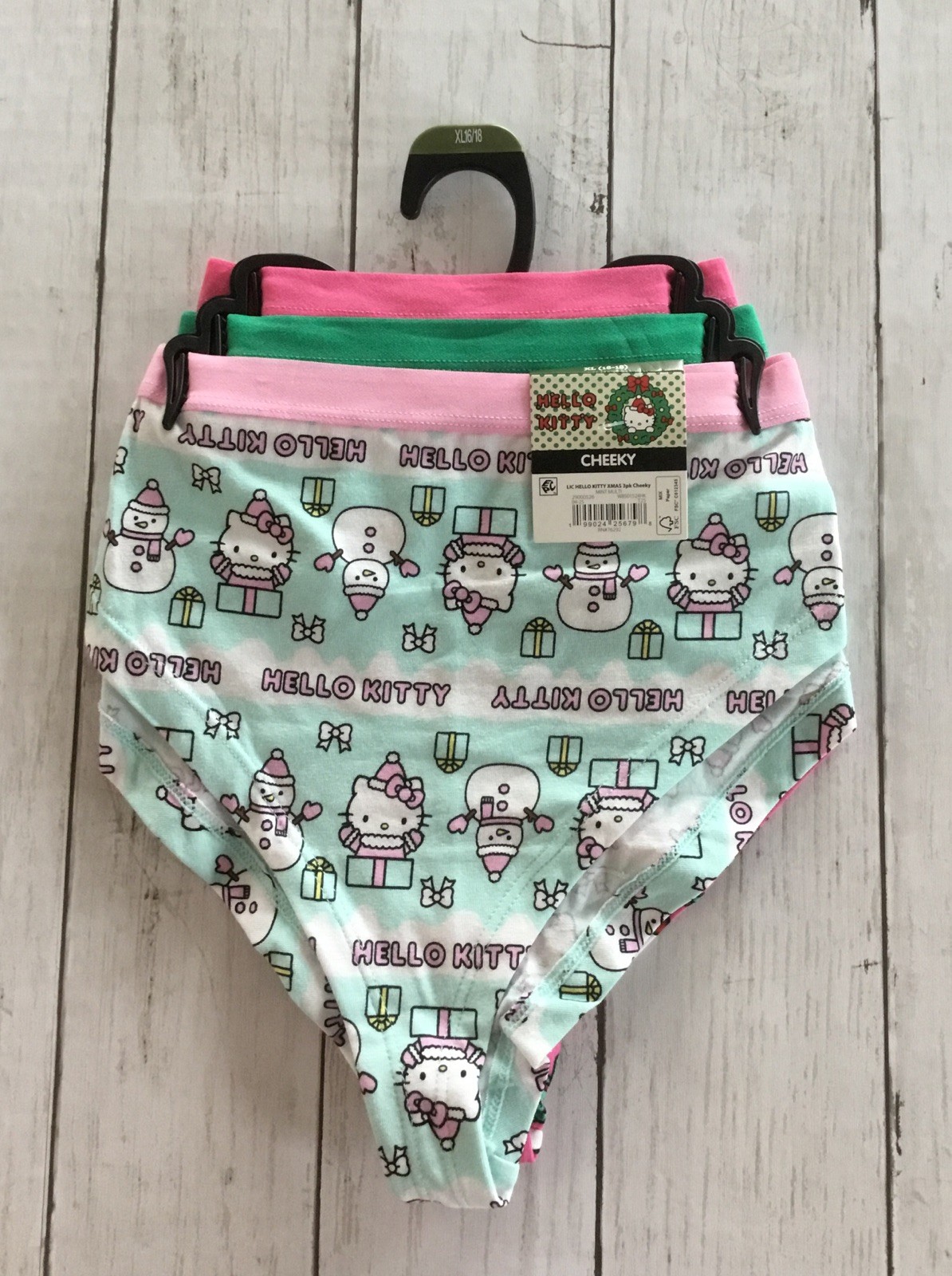 Hello Kitty Women’s Christmas Cheeky Panties Underwear 3-Pack XL (16-18)