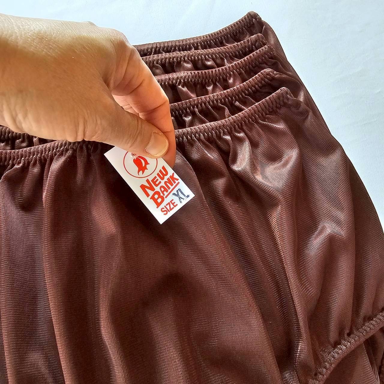 6 Nylon Underwear Panties Comfort Woman Man Briefs High Waist 36″-42″ XL/Brown